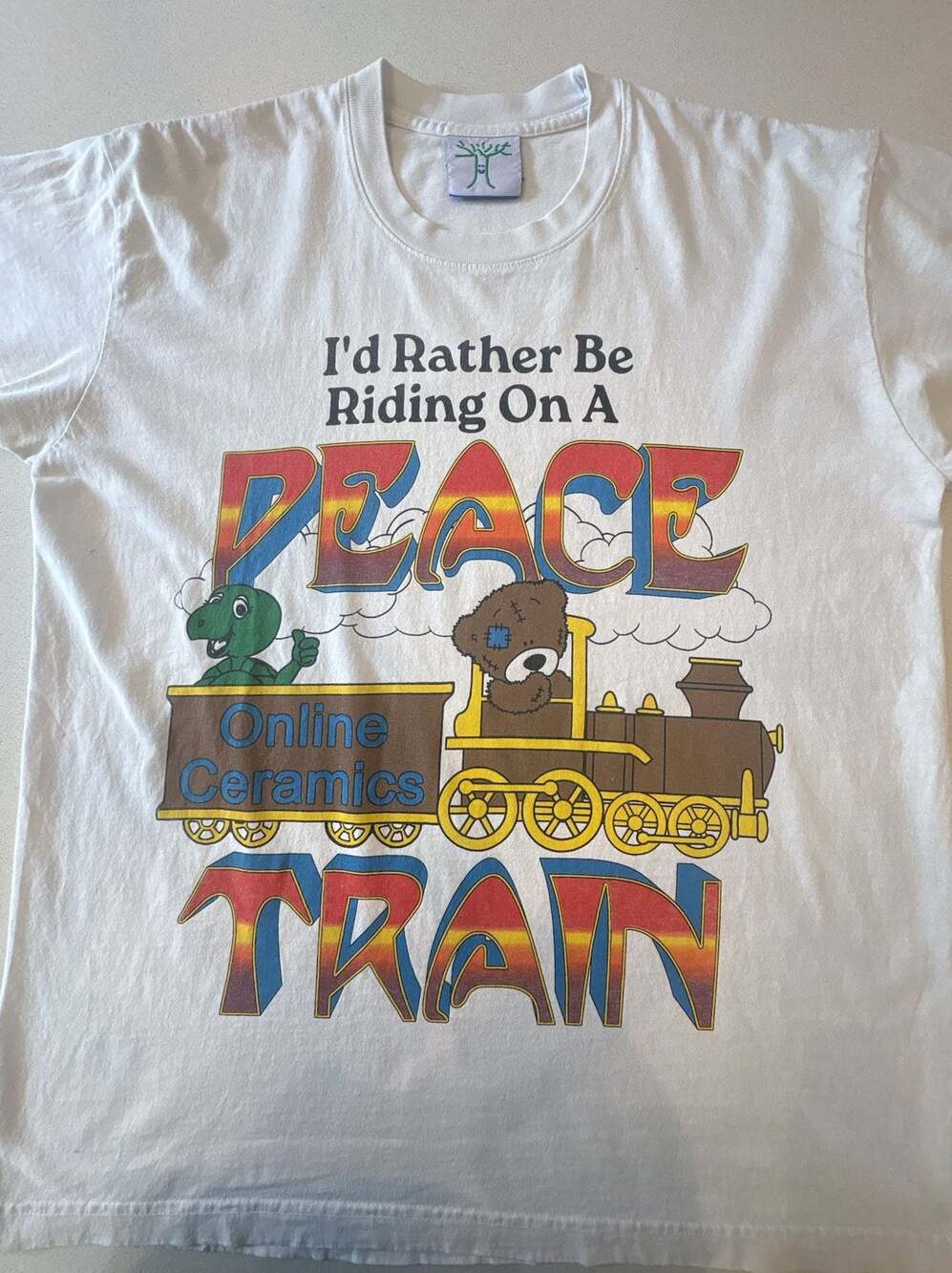 Vintage Online Ceramics I'd Rather Be Riding On A Peace Train T-Shirt
